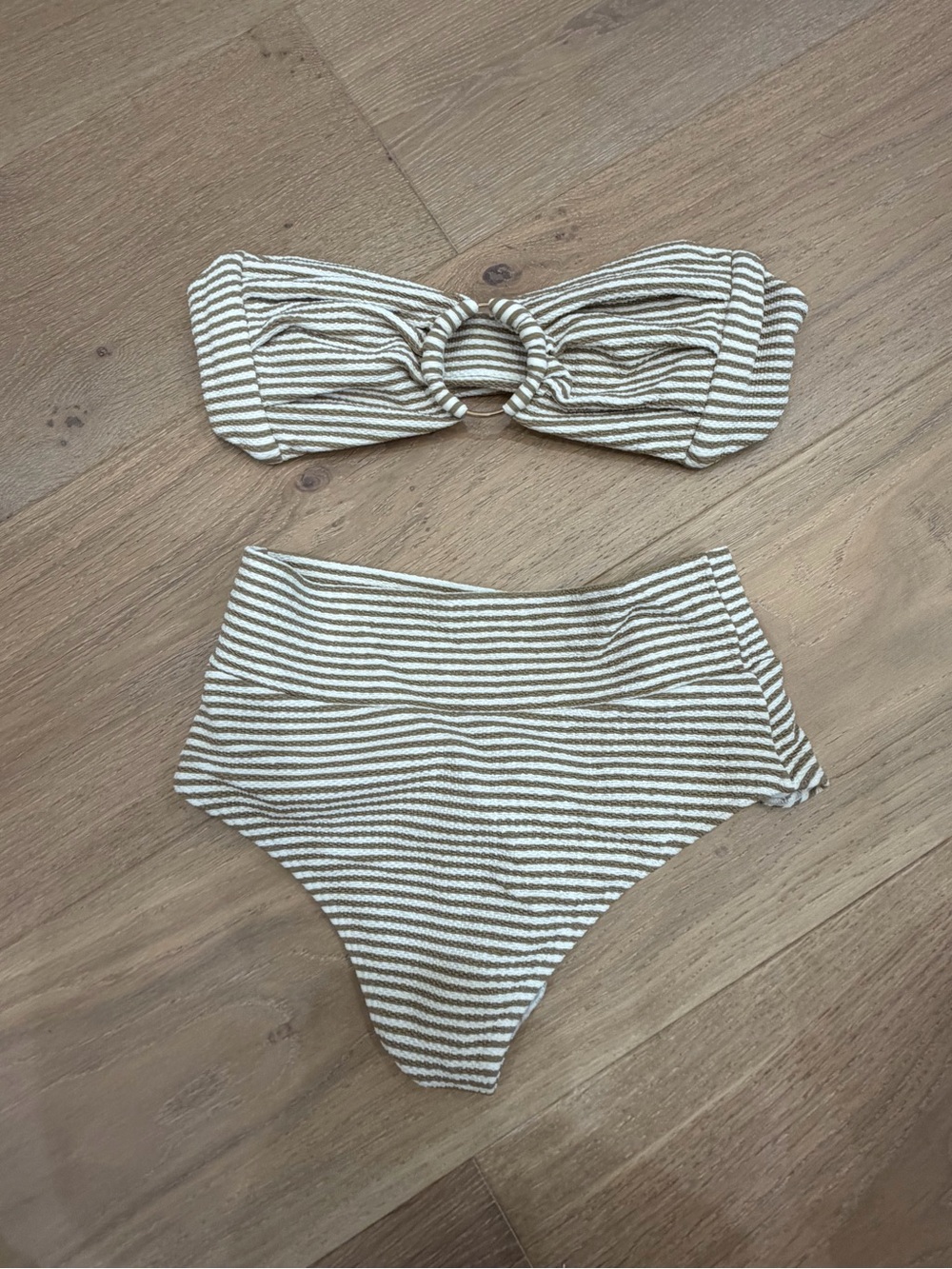 Montce Striped Bikini Set in Cream & Tan